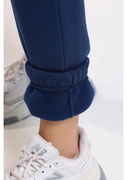 3 Iplik Şardonlu Paça Lastikli Eşofman Lacivert IS001