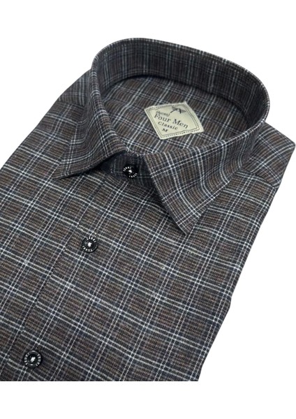 Klasik Geniş Kesim Ekoseli Flanel Çift Cepli Uzun Kollu Erkek Gömlek fiyatları