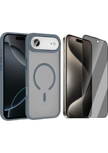 iPhone 17 Air Kılıf M-safe Şarj Özellikli Mat Arka Yüzey Vendas Sio Kapak + Hayalet Cam Ekran Koruyucu