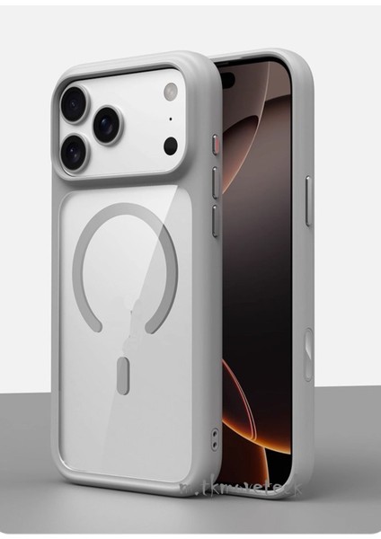 Apple iPhone 17 Pro Uyumlu Kılıf Magsafe Wireless Şarj Özellikli Tam Koruma Kenarı Renkli Arkası Şeffaf Silikon Ege Kapak