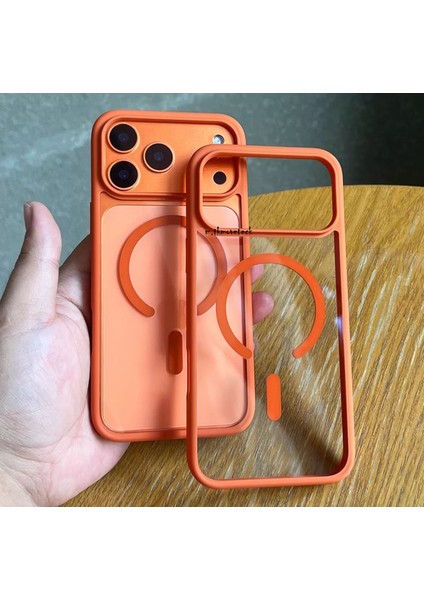 Apple iPhone 17 Pro Uyumlu Kılıf Magsafe Wireless Şarj Özellikli Tam Koruma Kenarı Renkli Arkası Şeffaf Silikon Ege Kapak fiyatları