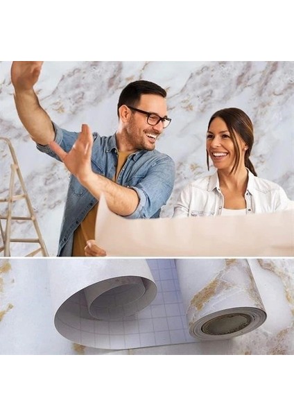 Buffer® Mermer Desenli Masa Tezgah Mutfak Su Geçirmez Yapışkanlı Folyo Sticker Sarı 5x0,6m