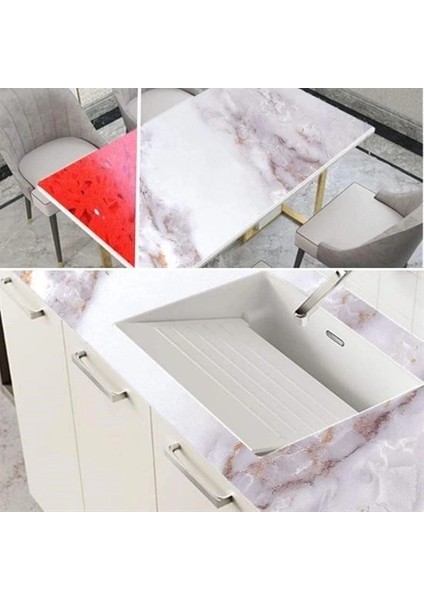 Buffer® Mermer Desenli Masa Tezgah Mutfak Su Geçirmez Yapışkanlı Folyo Sticker Sarı 5x0,6m modelleri