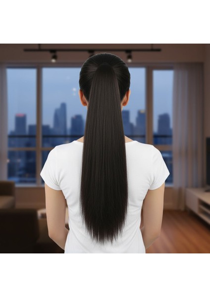 Tokalı Düz At Kuyruğu / Kahverengi