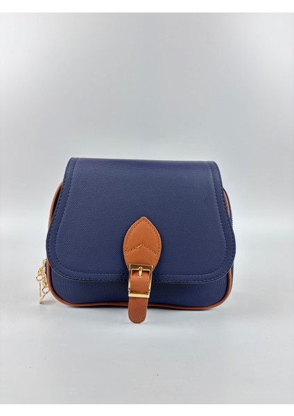 Kadın Kumaş Lacivert Tokalı Kapaklı Şık Mini Boy El ve Omuz Çantası modelleri