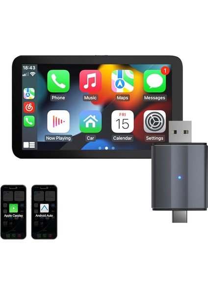 Carplay Type-C/usb Kablosuz Android Otomatik Akıllı Dongle 2'si 1 Arada Adaptör 5.8ghz Wifi