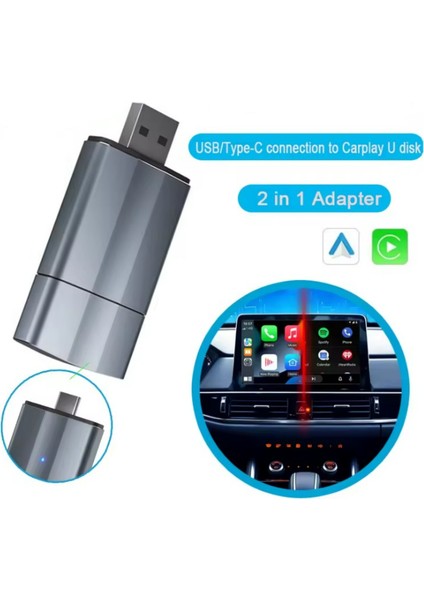 Carplay Type-C/usb Kablosuz Android Otomatik Akıllı Dongle 2'si 1 Arada Adaptör 5.8ghz Wifi fiyatları
