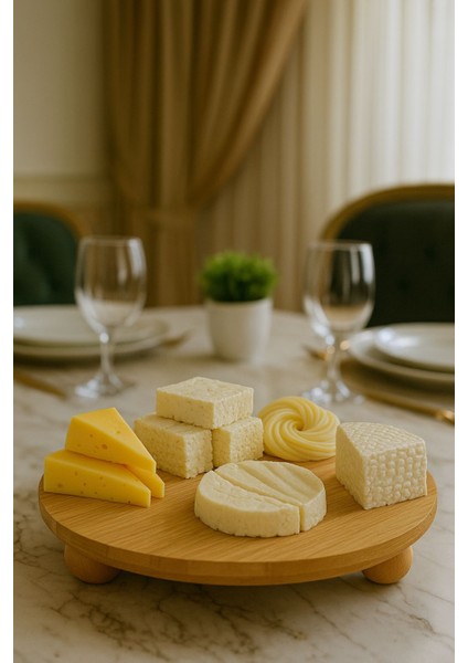 Bambu Top Ayaklı Sunumluk 25X25 cm – Şık Pasta & Tatlı Kahvaltı Servis Tabağı fiyatları