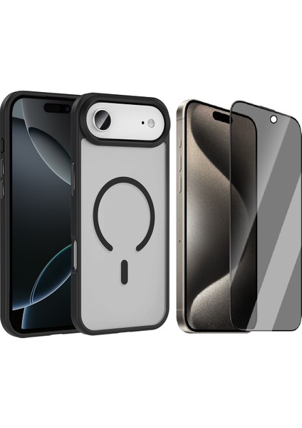 iPhone 17 Air Kılıf M-safe Şarj Özellikli Mat Arka Yüzey Vendas Sio Kapak + Hayalet Cam Ekran Koruyucu