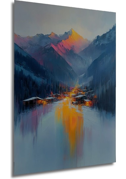 Dağ Eteğinde Günbatımı Dekoratif Ahşap Mdf Ev/işyeri Duvar Tablo Dikdörtgen Ev/işyeri Duvar Tablo modelleri