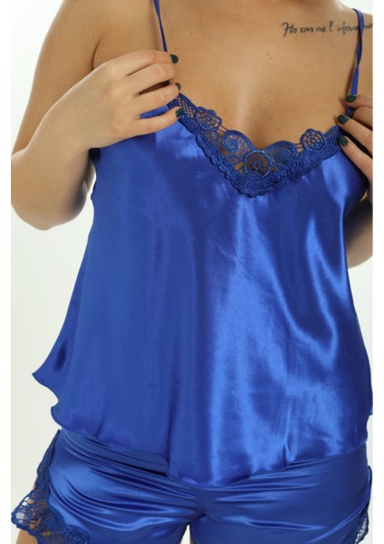 Saks Mavi Saten Babydoll Şortlu Takım fiyatları