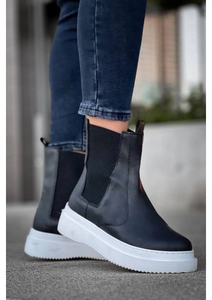 KB-0992 Siyah Cilt Yüksek Taban Lastikli Erkek Bot fiyatları