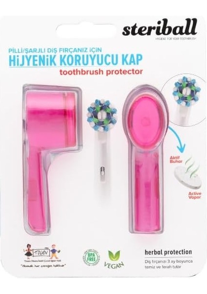 Sterıball Şarjlı Pilli Diş Fırçaları Için Hijyenik Diş Fırçası Koruma Kabı-2'li Pembe x 2
