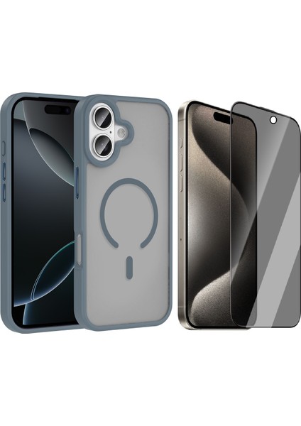 iPhone 17 Kılıf M-safe Şarj Özellikli Mat Arka Yüzey Vendas Sio Kapak + Hayalet Cam Ekran Koruyucu