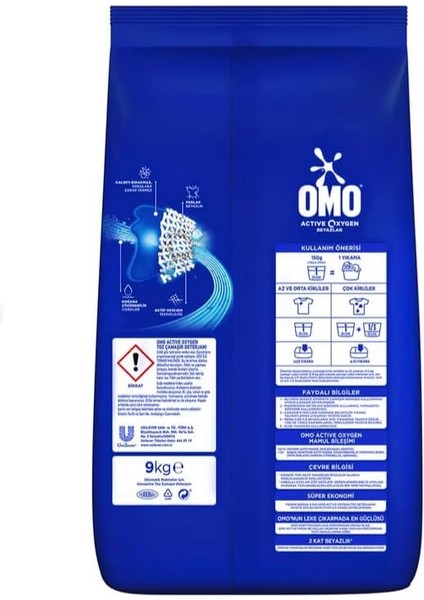 Omo Active Oxygen Beyazlar Toz Deterjanı 9 kg