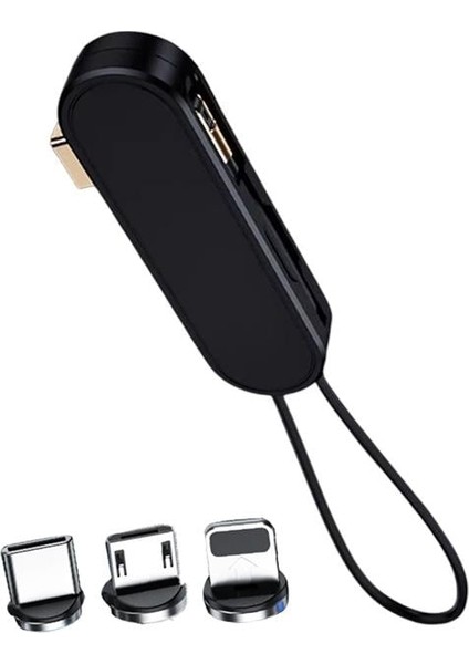 Pm-25906 Siyah 3in1 (type C- Lightning- Micro Usb) Manyetik Uç Taşınabilir Şarj Kablosu fırsatları