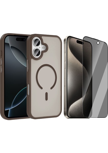 iPhone 17 Kılıf M-safe Şarj Özellikli Mat Arka Yüzey Vendas Sio Kapak + Hayalet Cam Ekran Koruyucu