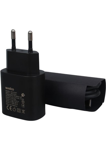 Weko Wk-27877 Note10 Siyah 25 Watt Şarj Başlık Adaptörü + Type-c To Type-c Kablo fiyatları