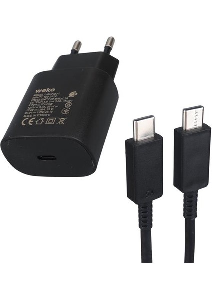 Weko Wk-27877 Note10 Siyah 25 Watt Şarj Başlık Adaptörü + Type-c To Type-c Kablo modelleri