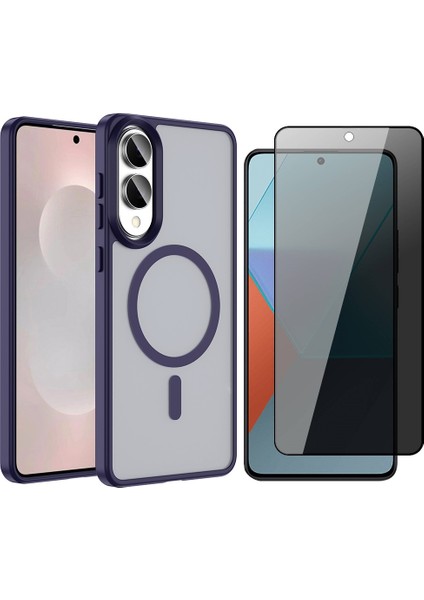 Galaxy S25 Edge Kılıf M-safe Şarj Özellikli Mat Arka Yüzey Vendas Sio Kapak + Hayalet Cam Ekran Koruyucu