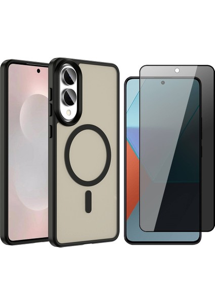 Galaxy S25 Edge Kılıf M-safe Şarj Özellikli Mat Arka Yüzey Vendas Sio Kapak + Hayalet Cam Ekran Koruyucu