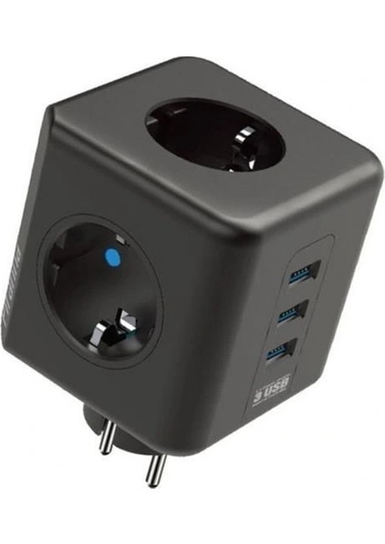 Buffer® Isıya Dayanıklı Termal Akım Korumalı ve Çocuk Korumalı 3 Priz Girişli 3 USB Girişli Küp Priz fiyatları