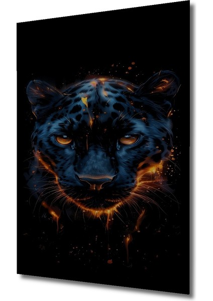 Çerçeve Görünümlü Ateşli Kara Panter Ahşap Mdf Dekoratif Ev Duvar Tablo Dikdörtgen Ev Duvar Tablo fiyatları