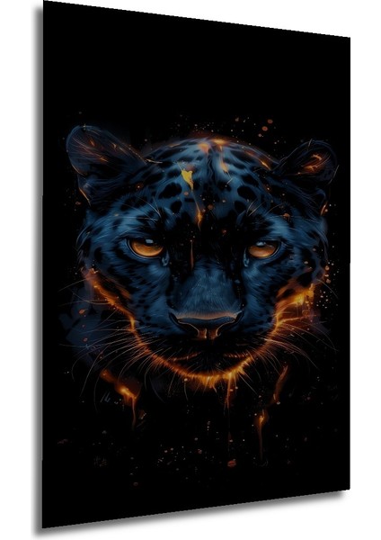 Çerçeve Görünümlü Ateşli Kara Panter Ahşap Mdf Dekoratif Ev Duvar Tablo Dikdörtgen Ev Duvar Tablo modelleri