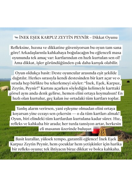 Inek Eşek Karpuz Zeytin Peynir Dikkat Oyunu modelleri