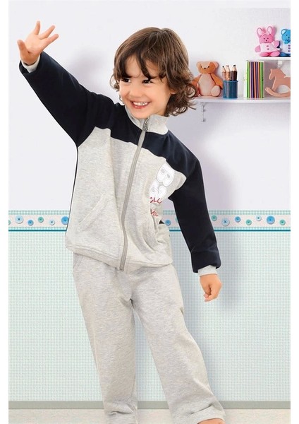 Erkek Çocuk Yakalı Fermuarlı Eşofman Takımı