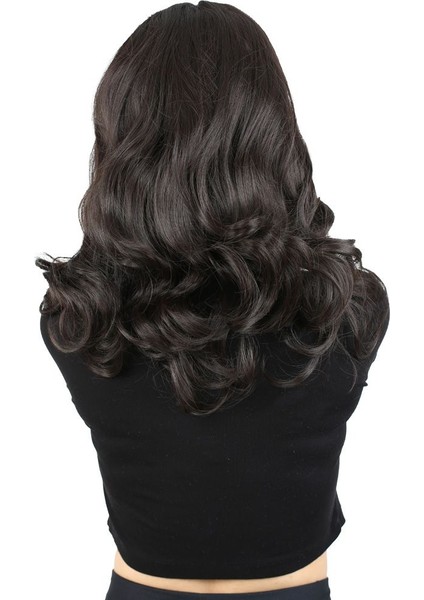 Kahkülsüz Fiber Sentetik Orta Boy Dalgalı Peruk / Kahverengi fırsatları