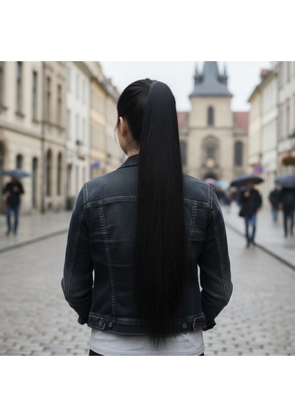 Tokalı Düz At Kuyruğu / Siyah