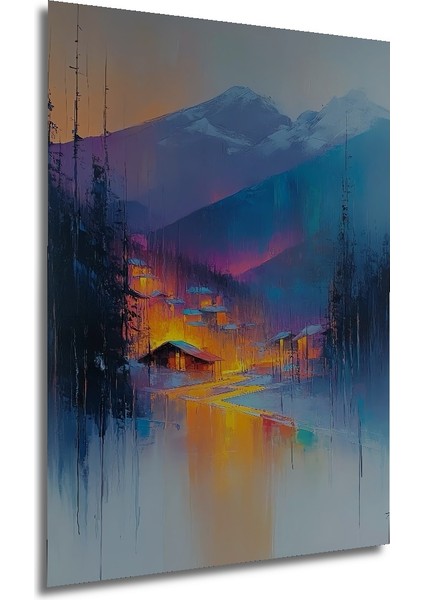 Büyülü Dağ Köyü Ahşap Mdf Dekoratif Ev/işyeri Duvar Tablo Dikdörtgen Ev/işyeri Duvar Tablo modelleri