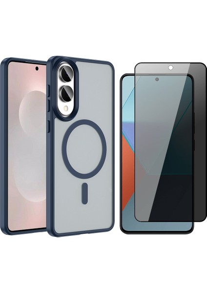 Galaxy S25 Edge Kılıf M-safe Şarj Özellikli Mat Arka Yüzey Vendas Sio Kapak + Hayalet Cam Ekran Koruyucu