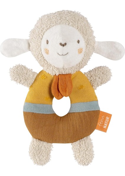 Bebek Halka Kavrama Oyuncağı Koyun - Organik Pamuklu Pelüş Hayvan - Oyun Oynayarak Öğrenmek Için Çıngıraklı Oyun Hayvanı - 0+ Aylık Bebekler ve Küçük Çocuklar Için Kavrama Oyuncağı