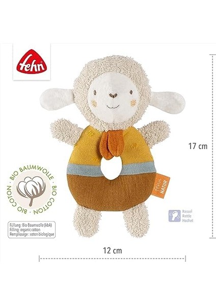 Bebek Halka Kavrama Oyuncağı Koyun - Organik Pamuklu Pelüş Hayvan - Oyun Oynayarak Öğrenmek Için Çıngıraklı Oyun Hayvanı - 0+ Aylık Bebekler ve Küçük Çocuklar Için Kavrama Oyuncağı modelleri