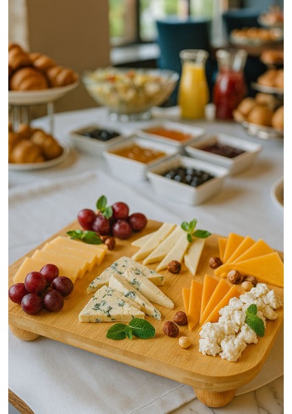 Bambu Top Ayaklı Sunumluk Kare 25X25 cm – Şık Pasta & Tatlı Kahvaltı Servis Tabağı