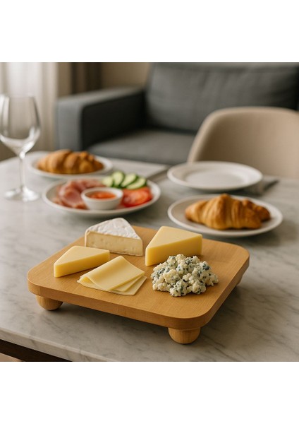 Bambu Top Ayaklı Sunumluk Kare 25X25 cm – Şık Pasta & Tatlı Kahvaltı Servis Tabağı modelleri