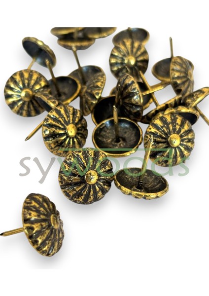 25 Adet 18 mm Papatya Kabara Raptiye Hobi Çivisi Koltuk Çanta Tasarım Aksesuar Süsü