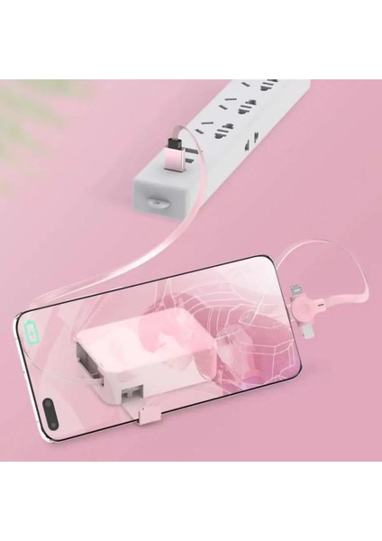 Cep Tipi Telefon Tutuculu Makaralı Uzayıp Kısalabilen 3&amp;apos;ü 1 Arada USB Şarj Kablosu (4172) fırsatları