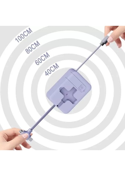 Cep Tipi Telefon Tutuculu Makaralı Uzayıp Kısalabilen 3&amp;apos;ü 1 Arada USB Şarj Kablosu (4172) indirimleri