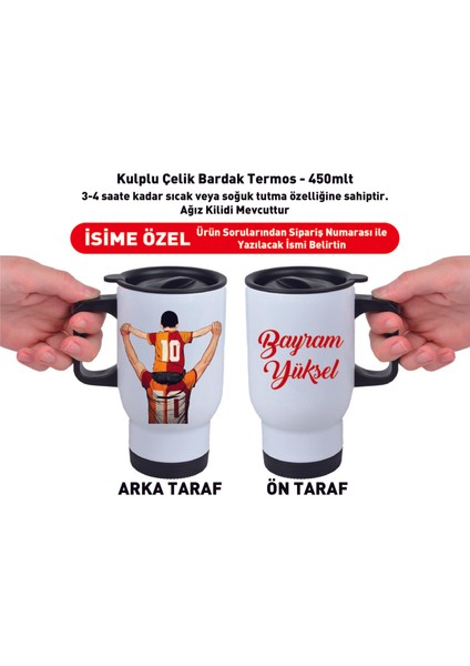Kulplu Çelik Bardak Termos - 450MLT - Isime Özel - Metin Oktay
