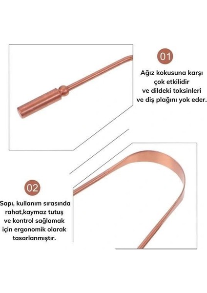 Buffer® Bakır Oil Pulling Yağ Çekme Dil Plak Temizleme Aleti Dil Fırçası Sıyırıcı Dil Kaşığı indirimleri