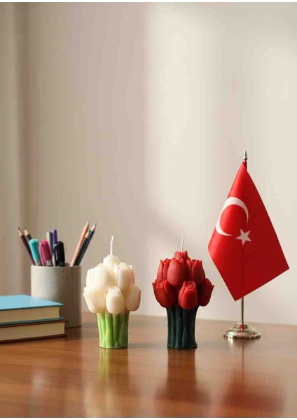 El Yapımı Lale Buketi Mum – Doğal Soya Mum, Dekoratif Ev Aksesuarı fiyatları