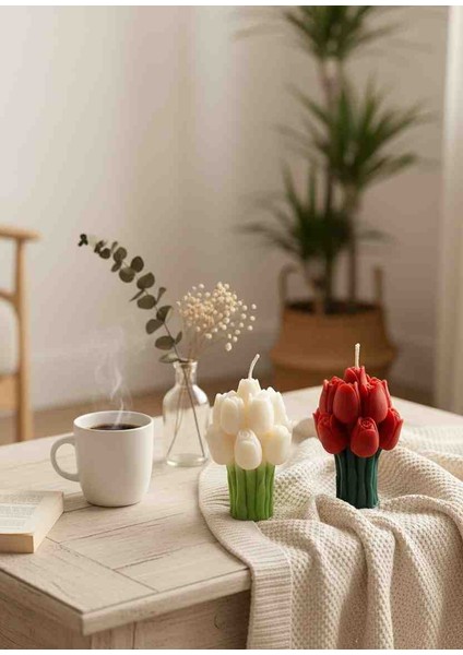 El Yapımı Lale Buketi Mum – Doğal Soya Mum, Dekoratif Ev Aksesuarı modelleri