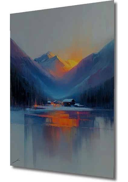 Dağ Evi Gün Batımı Dekoratif Ahşap Mdf Ev/işyeri Duvar Tablo Dikdörtgen Ev/işyeri Duvar Tablo fiyatları