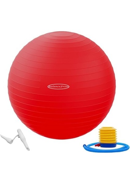 Fitvids Patlamaya Dayanıklı ve Kayma Dirençli Egzersiz Topu - Yoga, Fitness, Hızlı Pompalı Doğum Topu, 907 kg Kapasite, Çoklu Renk ve Boyutlar