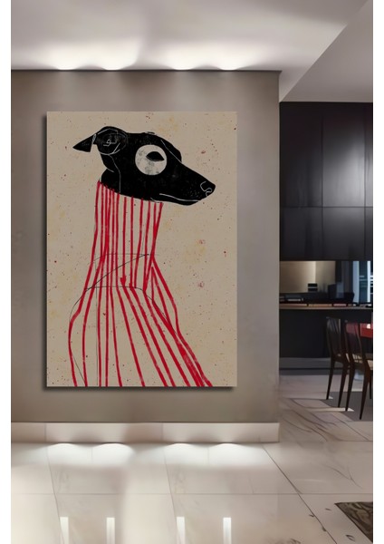 Dekoratif Ahşap Dikdörtgen Tablo Köpek Portresi