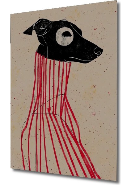 Dekoratif Ahşap Dikdörtgen Tablo Köpek Portresi fiyatları