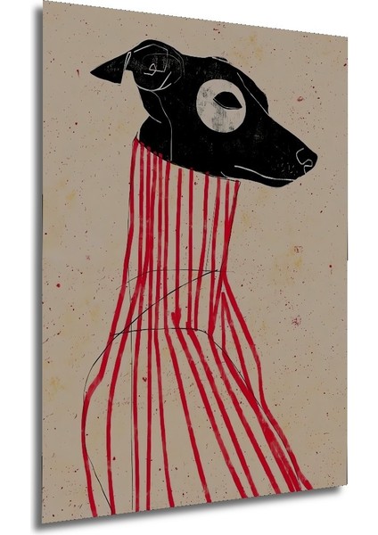 Dekoratif Ahşap Dikdörtgen Tablo Köpek Portresi modelleri